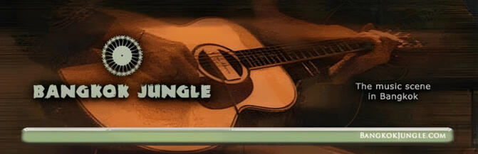 A guitar in the header would be perfect, right? We were still not satisfied. The guitar's color clashed with the green color scheme. We did settle upon the Bangkok Jungle logo and fonts.